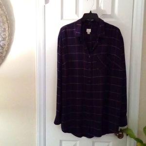 A.New Day Casual  Long Sleeve Plaid Blouse